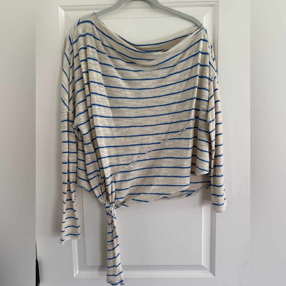 We the free Striped Asymmetrical Tie Top